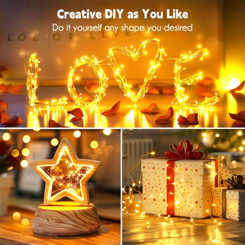 Fairy Lights Plug in, 99Feet 300LEDs Warm White String Lights, Waterproof Flexible Silver Wire Starry Lights for Bedroom Dorm Wedding Garland Wreath Wall Mason Jar Indoor Outdoor Christmas Tree