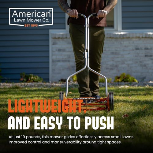 American Lawn Mower Company 14-Inch Push Reel Lawn Mower - 4 Blades, Red Finish