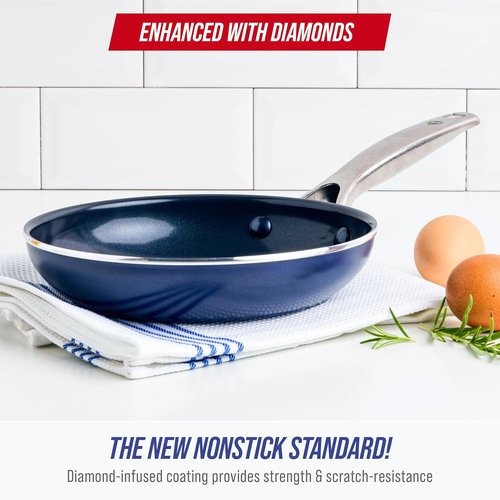 Blue Diamond 8" Nonstick Frying Pan | Diamond-Infused Ceramic, PFAS-Free, Dishwasher Safe, Durable Handle