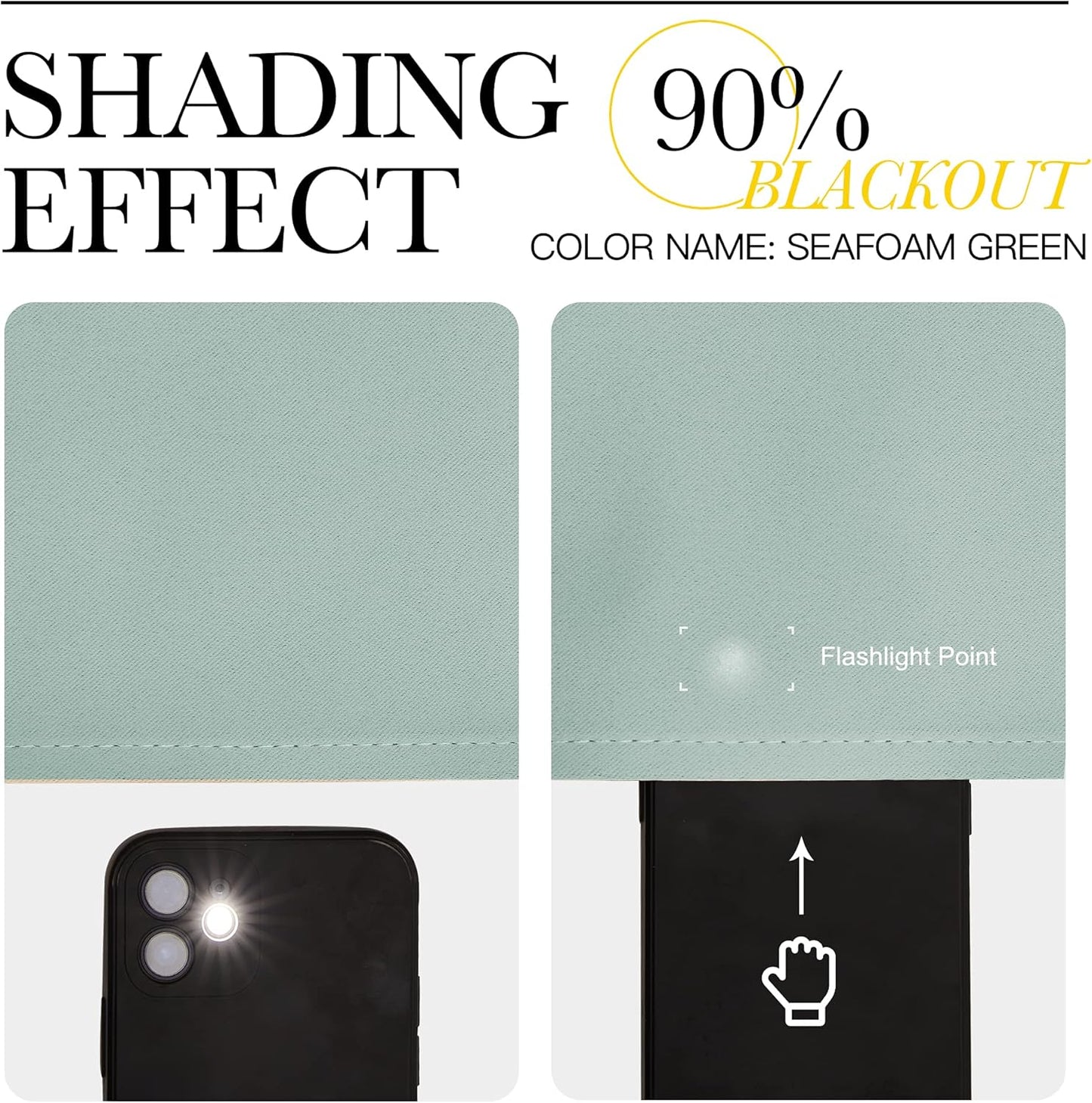 NICETOWN Small Window Curtains - Thermal Insulated Grommet Drapes in Seafoam Green | Set of 2, 42" x 63" Each Panel