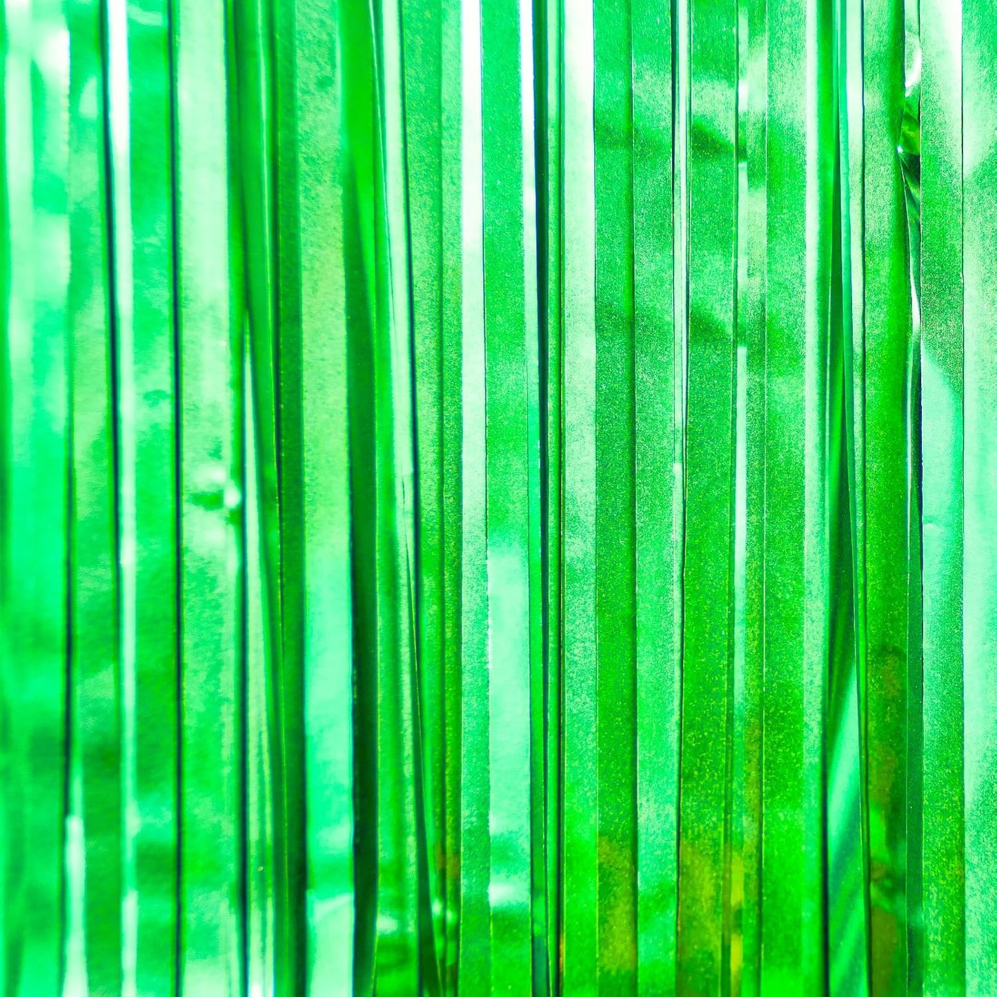 PartyWoo Green Streamers - 3 Pcs Tinsel Foil Fringe Curtains | 8.2 FT Photo Backdrop for Celebrations