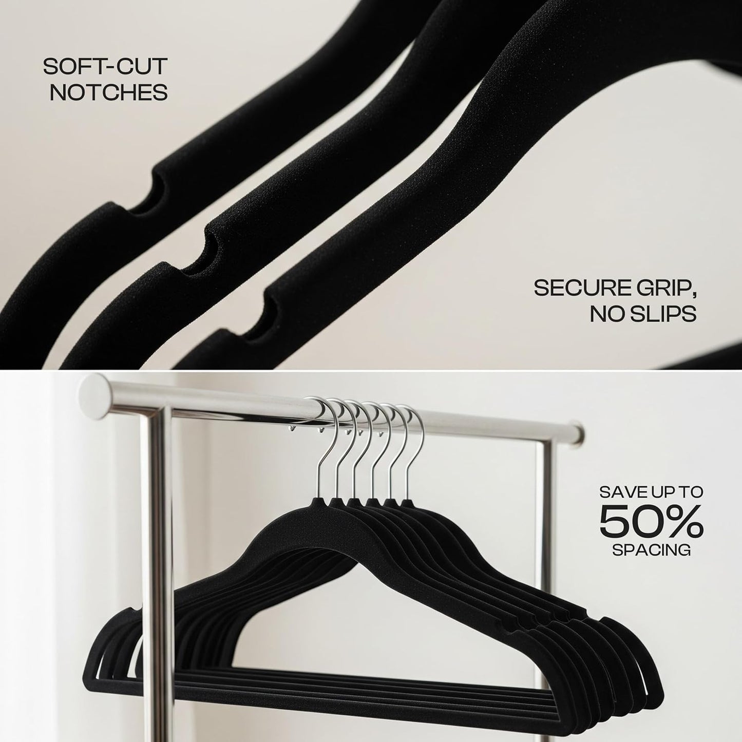 Utopia Home Velvet Hangers - 150 Pack Luxury Non-Slip Slim Coat & Pant Hangers | Black with 360° Swivel Hook