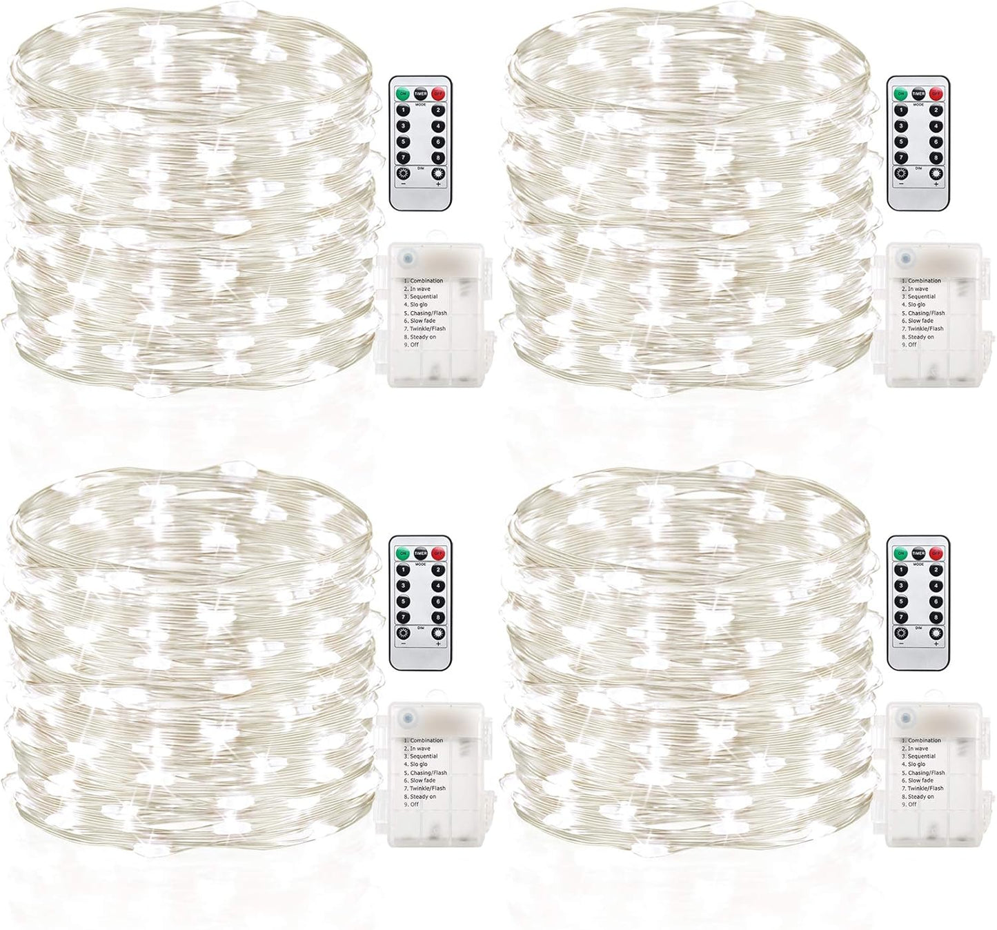 Battery Operated Fairy Lights - 50 LED Copper Wire String Lights with Remote & Timer, 16.4ft Waterproof Twinkle Lights for Christmas, Wedding & Home Decor