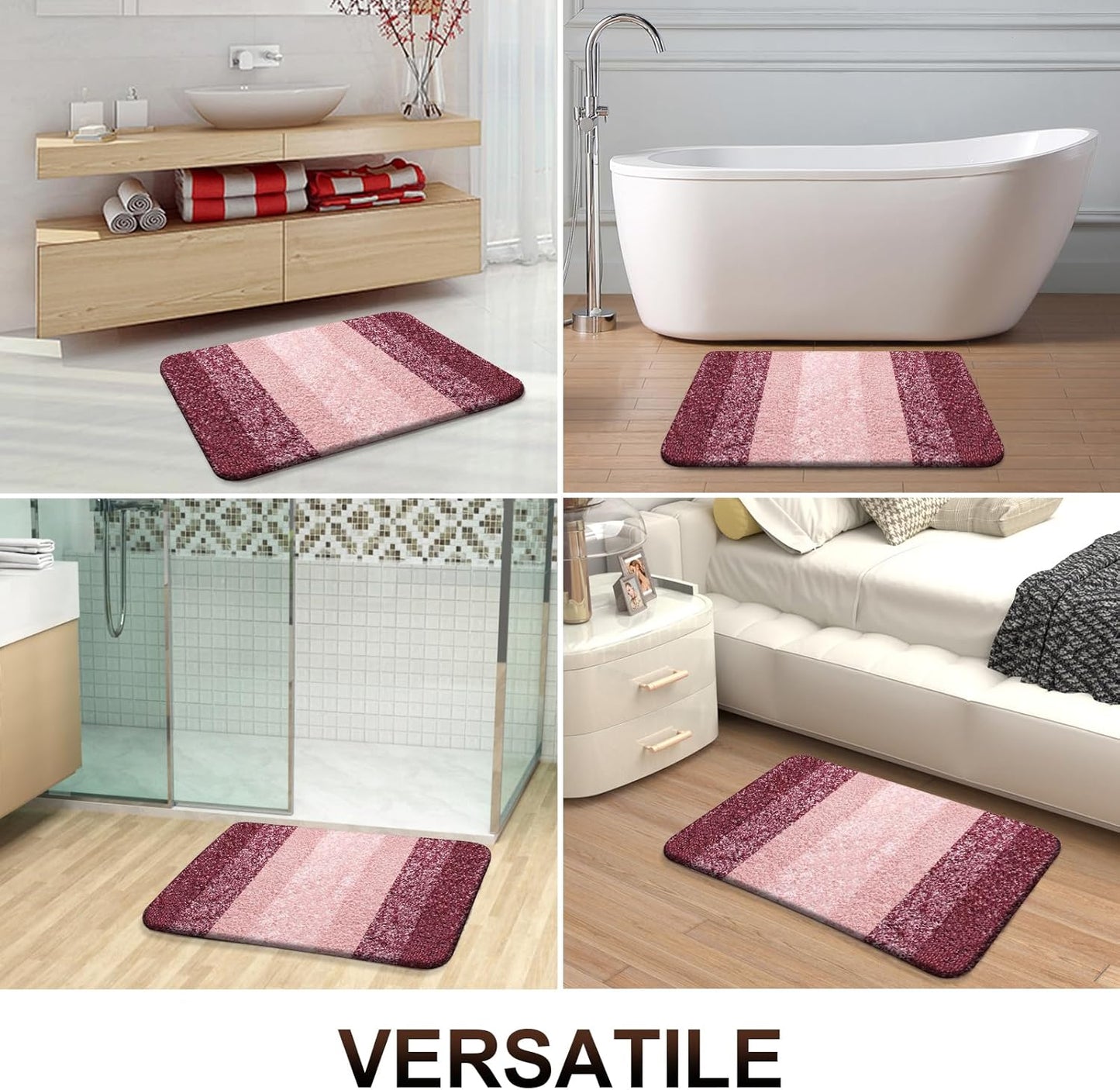 OLANLY Bathroom Rugs Mat - Extra Soft Microfiber Bath Rug with Rubber Backing | 36x24, Quick Dry, Red
