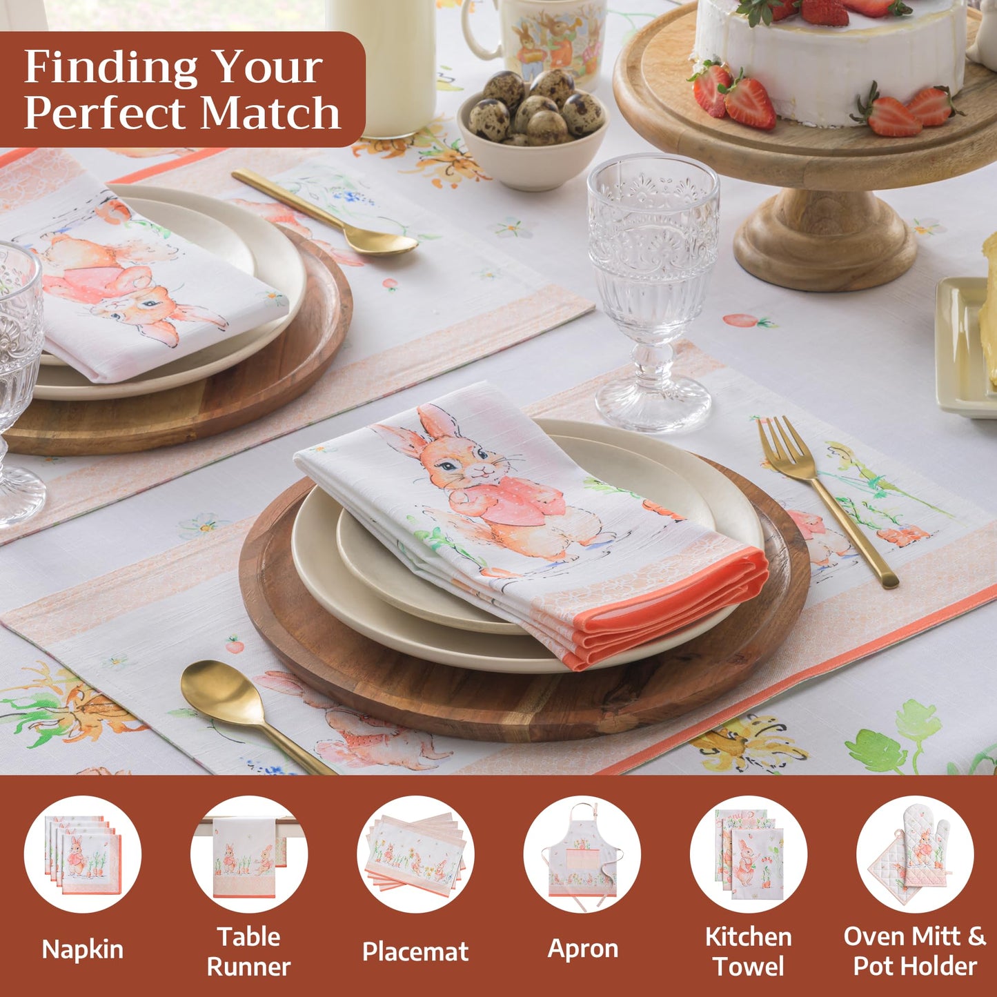 Maison d' Hermine Table Cloth Square Table 100% Cotton 60 x 60 Inches Tablecloth Reusable Decorative for Dining Kitchen Room Farmhouse Home Gifts for Mothers Day Spring Summer - Bunny Party