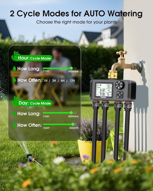 Insoma 4 Zones Sprinkler Timer - Brass Inlet Water Timer for Garden Hose | Auto/Manual/Rain Delay Modes