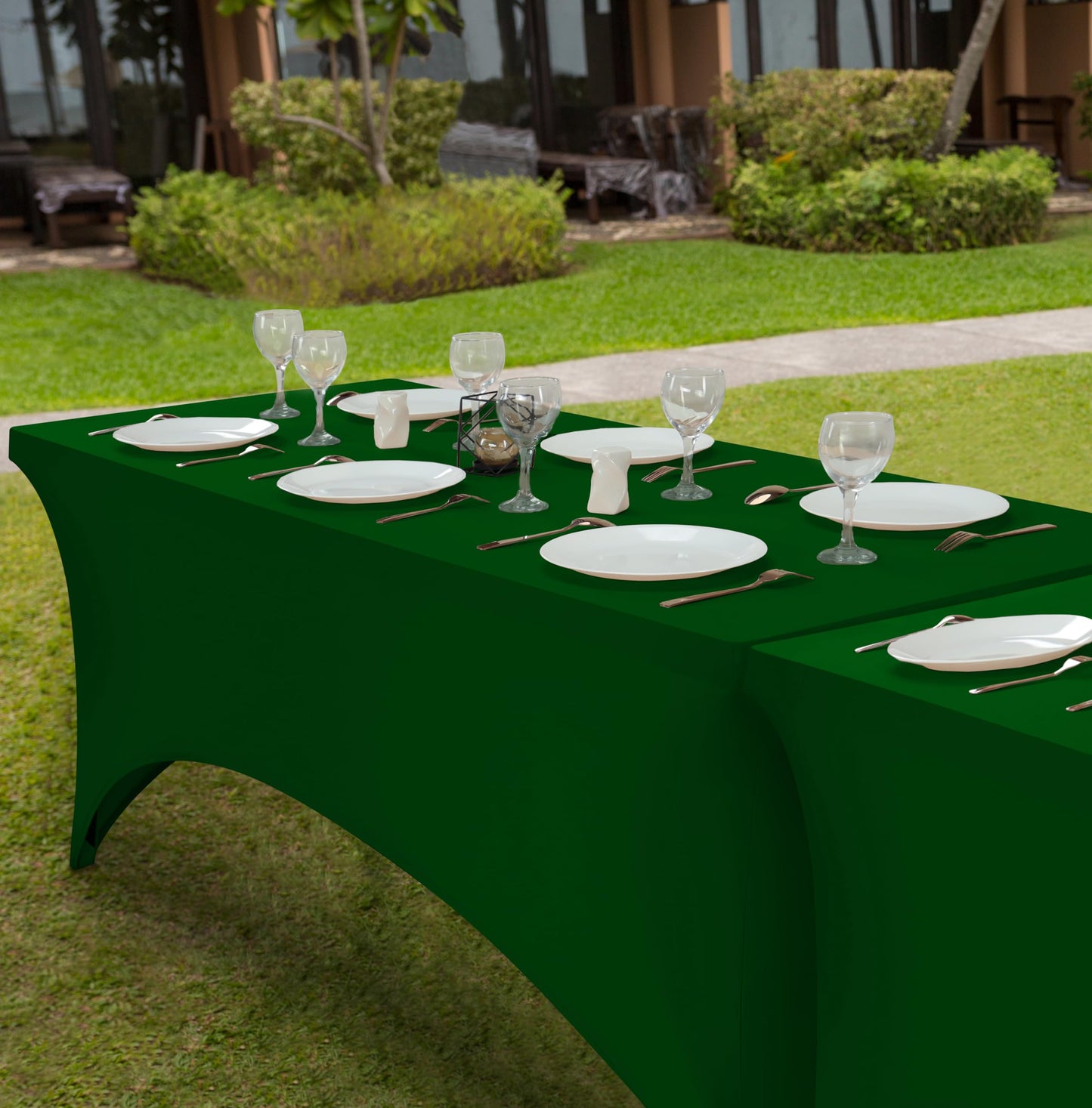 Utopia Kitchen Spandex Tablecloth 10 Pack [6FT, Emerald Green] Tight, Fitted, Washable and Wrinkle Resistant Stretch Table Cloth Rectangle Cover for Trade Show, Weddings & Parties [72Lx30Wx30H Inch]