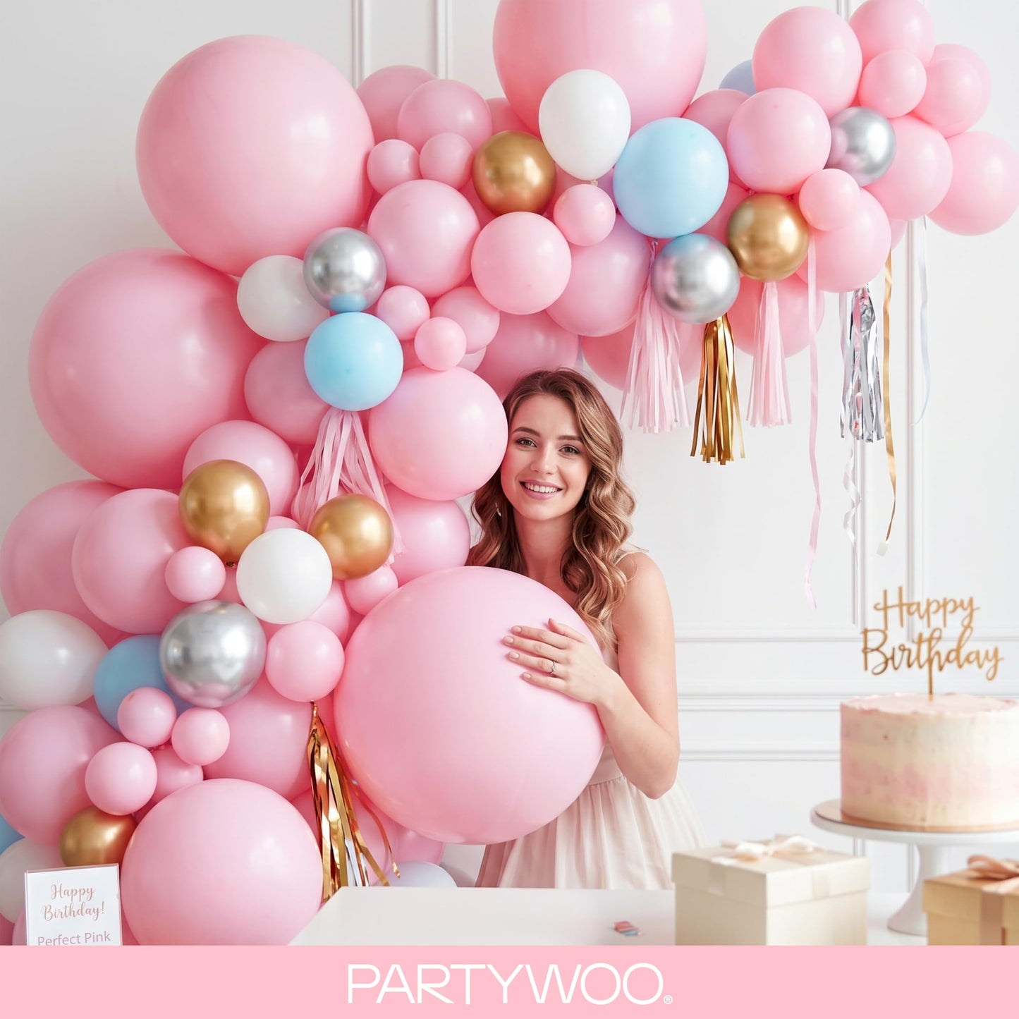 PartyWoo Baby Pink Balloons 100 pcs Different Sizes of 18 12 10 5 Inch Pastel Pale Light Pink Balloons Arch Kit Garland for Baby Shower Gender Reveal Birthday Princess Party Decorations Pink-Q05