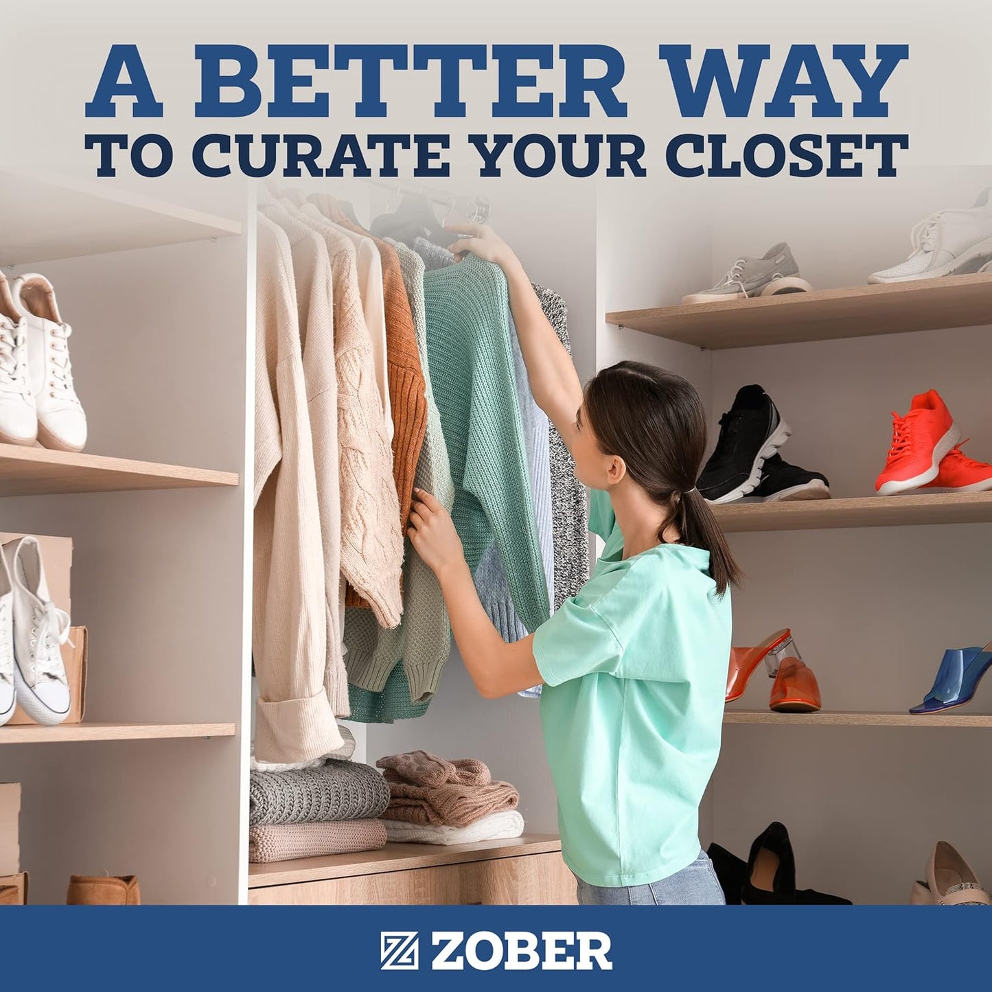 Zober Velvet Hangers 50 Pack | Heavy Duty Non-Slip Gray Hangers for Coats, Pants & Dresses