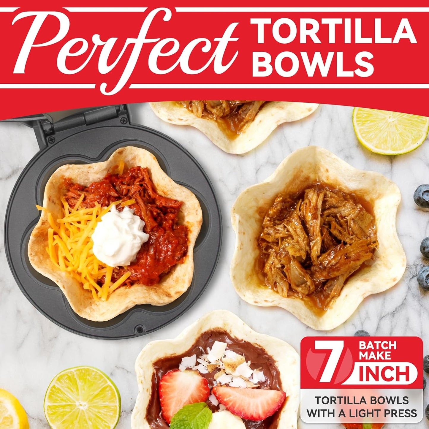 SurgarWhisk Tortilla Bowl Maker - Taco Shell Mold for Perfect Baked Taco Bowls | 7-Inch Graphite