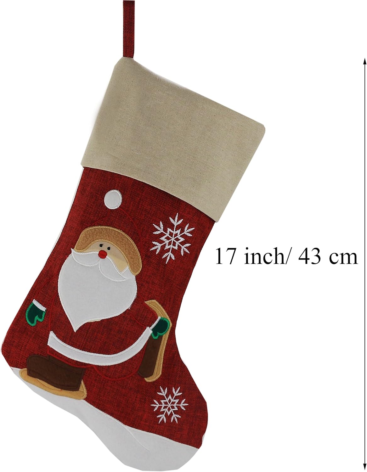 Classic Christmas Stockings Set of 2 - Santa & Snowman 17-Inch Holiday Decor