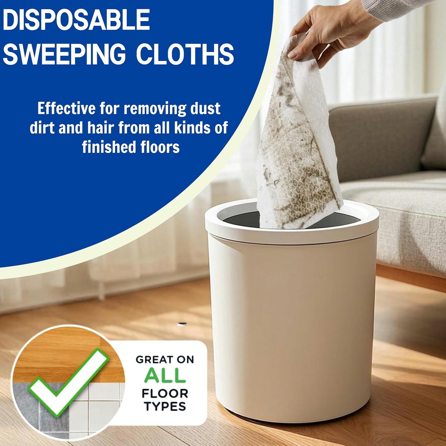 Skiennix Disposable Mop Cloths - 80 Pack Floor Dust Mop Pads for Swiffer Standard Sweeper