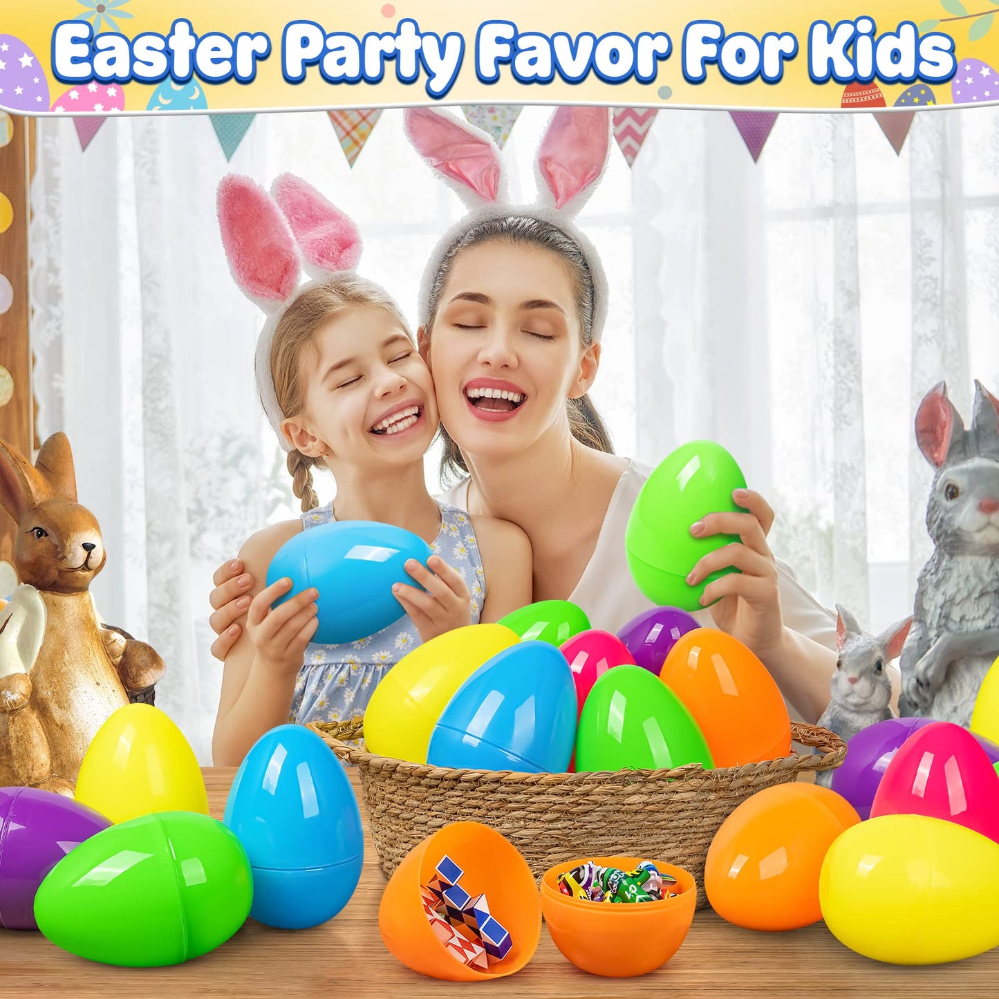 V-Opitos 24 PCS Jumbo Easter Eggs, 6 Inch Large Plastic Easter Eggs, Bulk Fillable Empty Eggs for Easter Egg Hunt, Surprise Eggs, Basket Stuffers Fillers, Easter Party Favor for Kids
