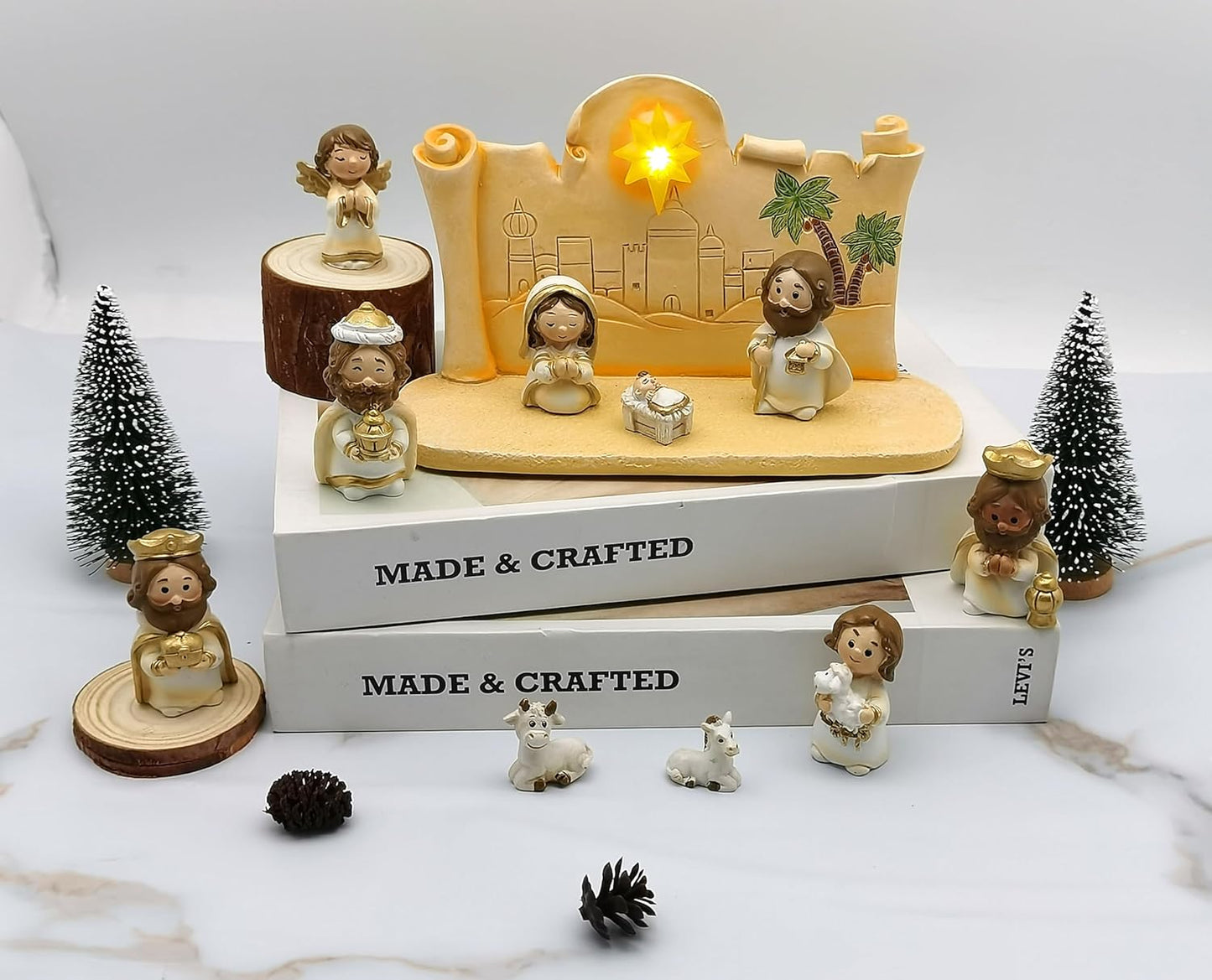 Miniature Holy Family Nativity Figurine - 2.56 Inch Tabletop Christmas Decoration