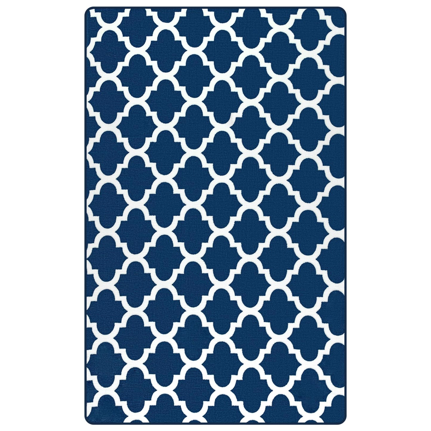Large Geometric Modern Area Rug for Living Room Bedroom, 5x8 ft Plush Moroccan Bedroom Rugs Kids Rugs for Playroom Soft Throw Carpets for Office Dining Room Decor, Navy Blue & White