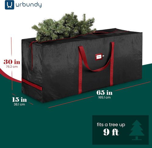 Heavy Duty Christmas Tree Storage Bag - 9 Ft Black Xmas Tree Bag for Year-Round Protection