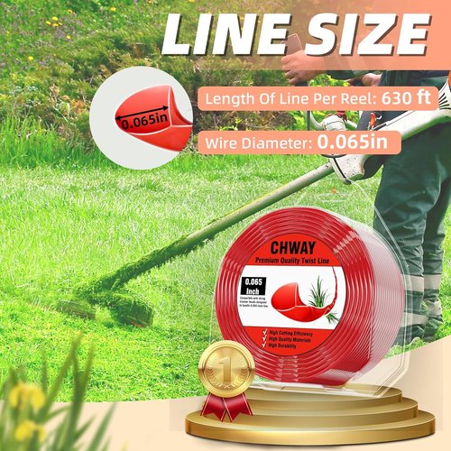 065 Weed Wacker String - 280FT Twisted Trimmer Line for Heavy Grass & Weeds | Premium Red Nylon