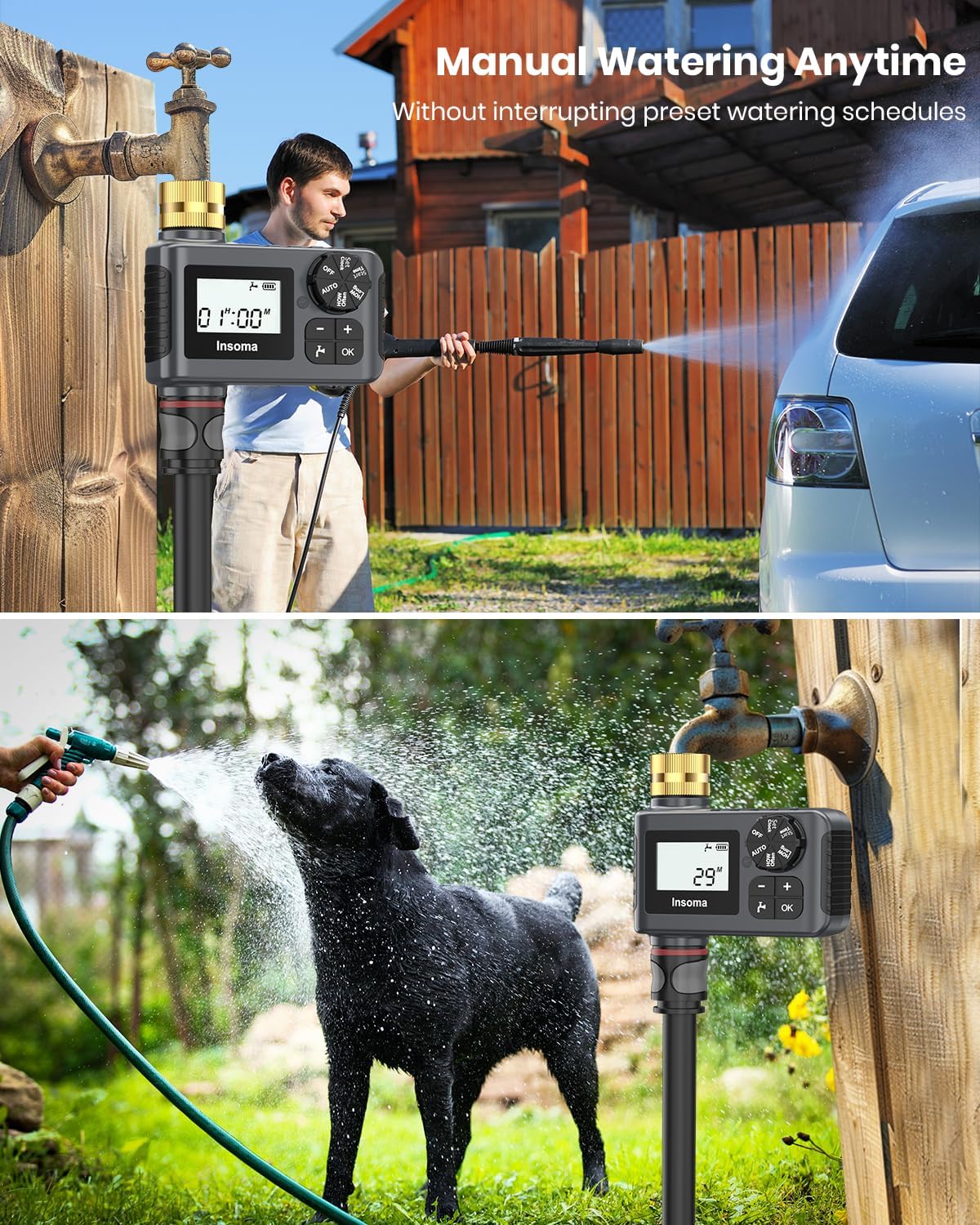 Sprinkler Timer - Programmable Water Timer with Brass Inlet/Outlet for Garden Hose | 1 Outlet with Rain Delay