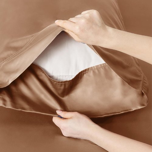 Bedsure Cooling Twin XL Sheets - Breathable & Soft Rayon from Bamboo | Deep Pocket Up to 16 Inches, Khaki