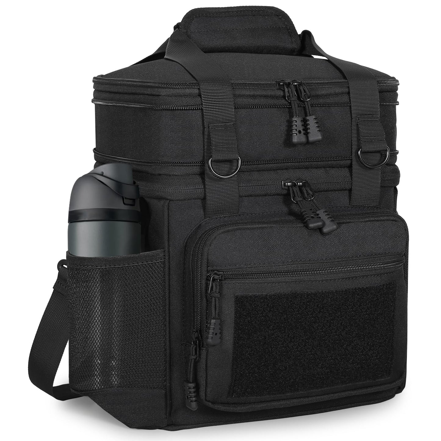 Tactical Lunch Box Cooler Bag - Expandable Insulated Lunch Bag for Men Women - Large Lunchbox for Adults Work Shifts Outdoor Trips Black 16L