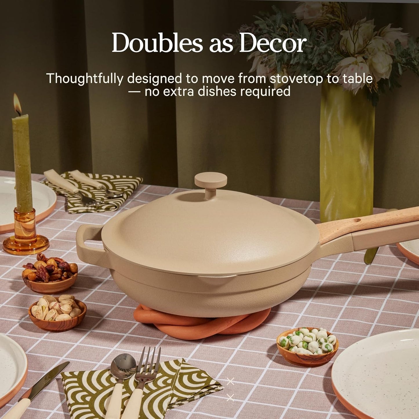 Our Place Large Always Pan - 12.5" Nonstick Ceramic Cookware with Modular Lid & Beechwood Spatula | Induction & Oven-Safe Up to 450°F