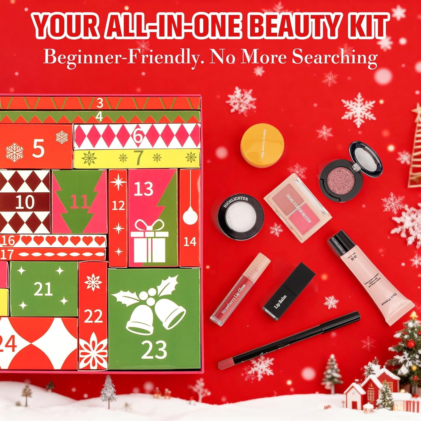 Skiennix All-In-One Makeup Kit for Teen Girls - 24 Days of Surprises with Eyeshadow, Eyeliner & More