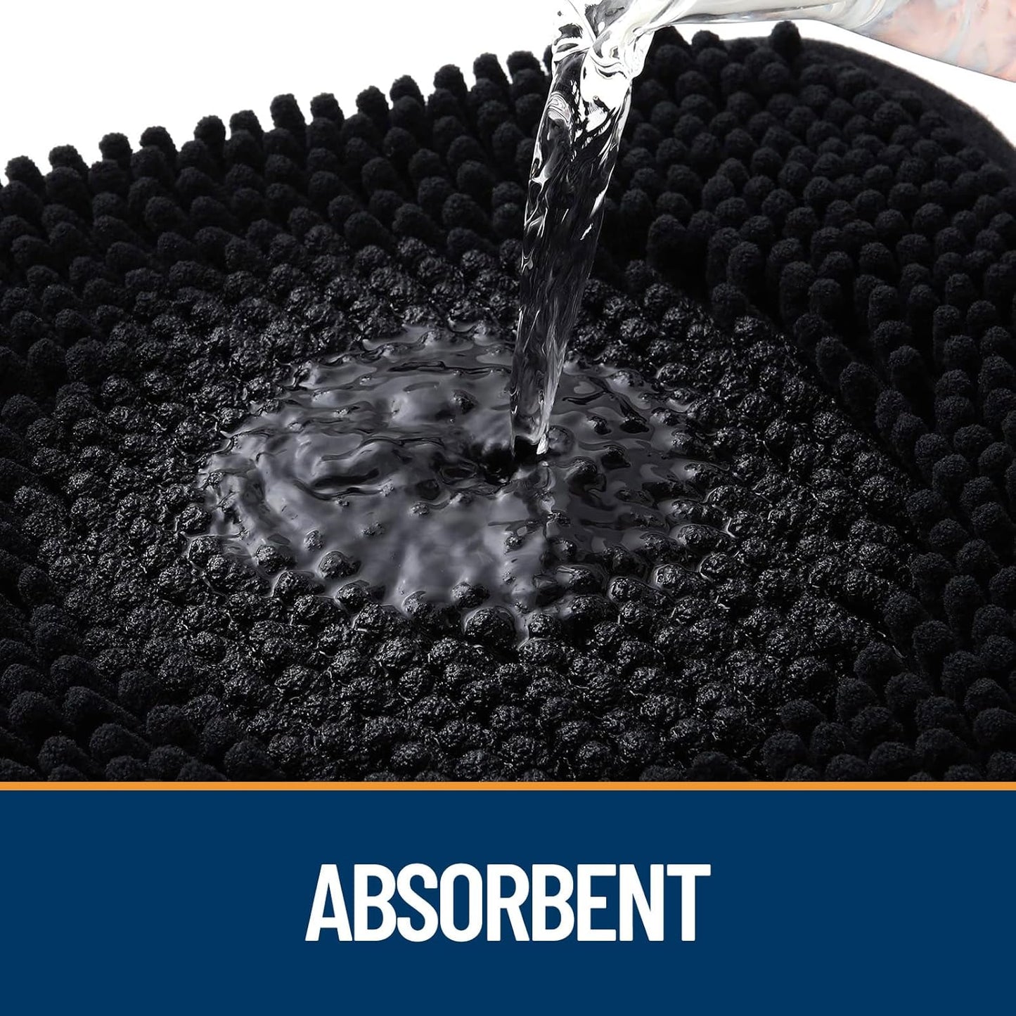 OLANLY Dog Door Mat - Absorbent Non-Slip Chenille Mat for Muddy Paws | 45x27 Inches, Quick Dry, Black