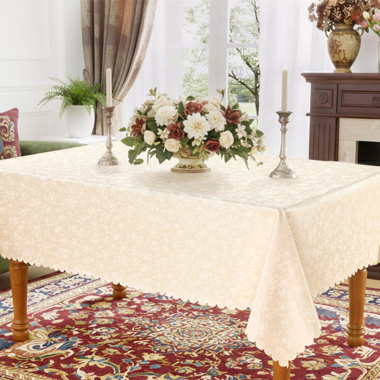 Smiry Rectangle Table Cloth, Waterproof Heavy Duty Vinyl Tablecloths, Wipeable Washable Table Cover for Kitchen and Dining Room (Beige, 60" X 126")