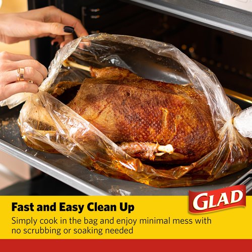 Glad Large Size Oven Bags for Meats & Poultry – BPA-Free* for Tender, Juicy Roasts with Fast & Easy Clean-Up, Cooking and Roasting Bags, Large 16" x 17.5" - 5 Count