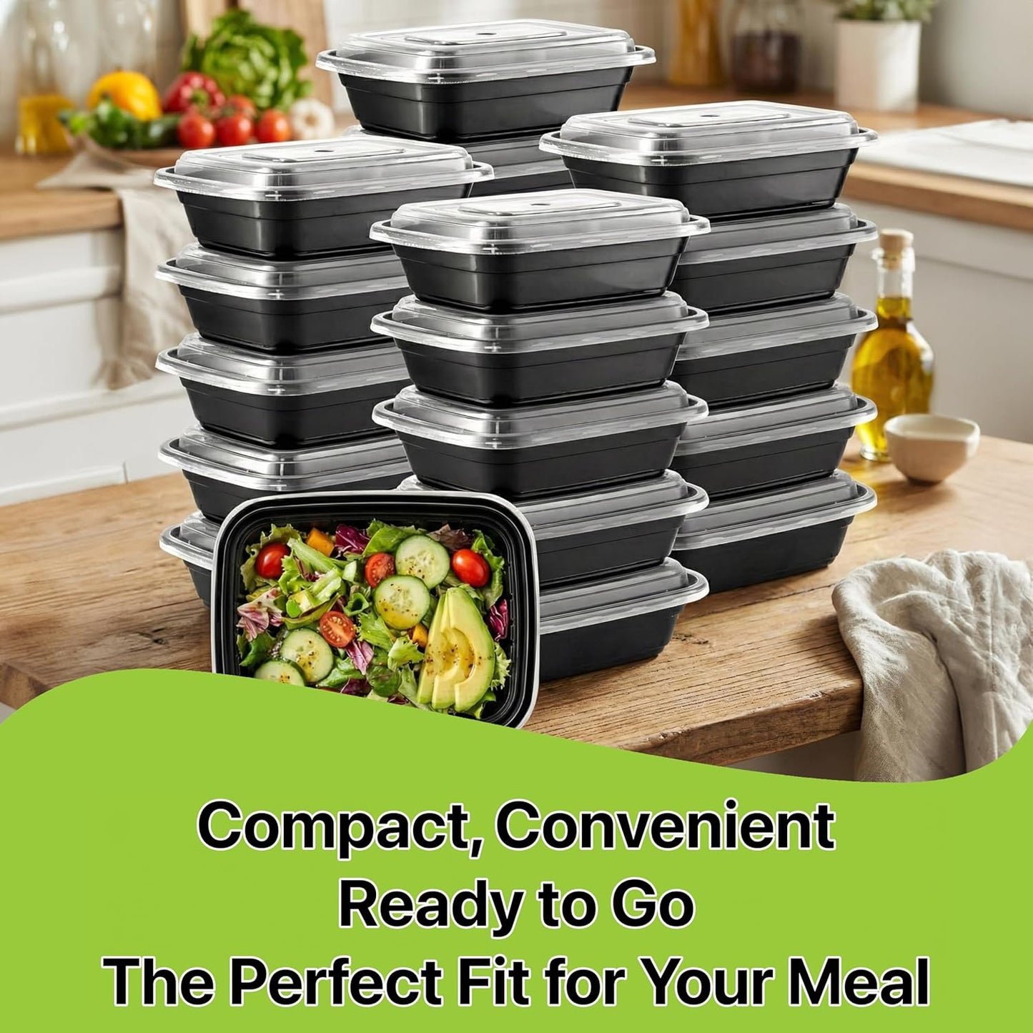Skiennix Meal Prep Containers - 10 Set | 16 oz, Stackable, Leakproof & Reusable for Food Storage