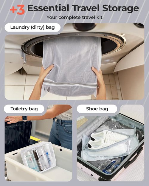 BAGSMART Vacuum Bags for Travel - Portable Space Saver with Rechargeable Air Pump | 18 Pack Gray