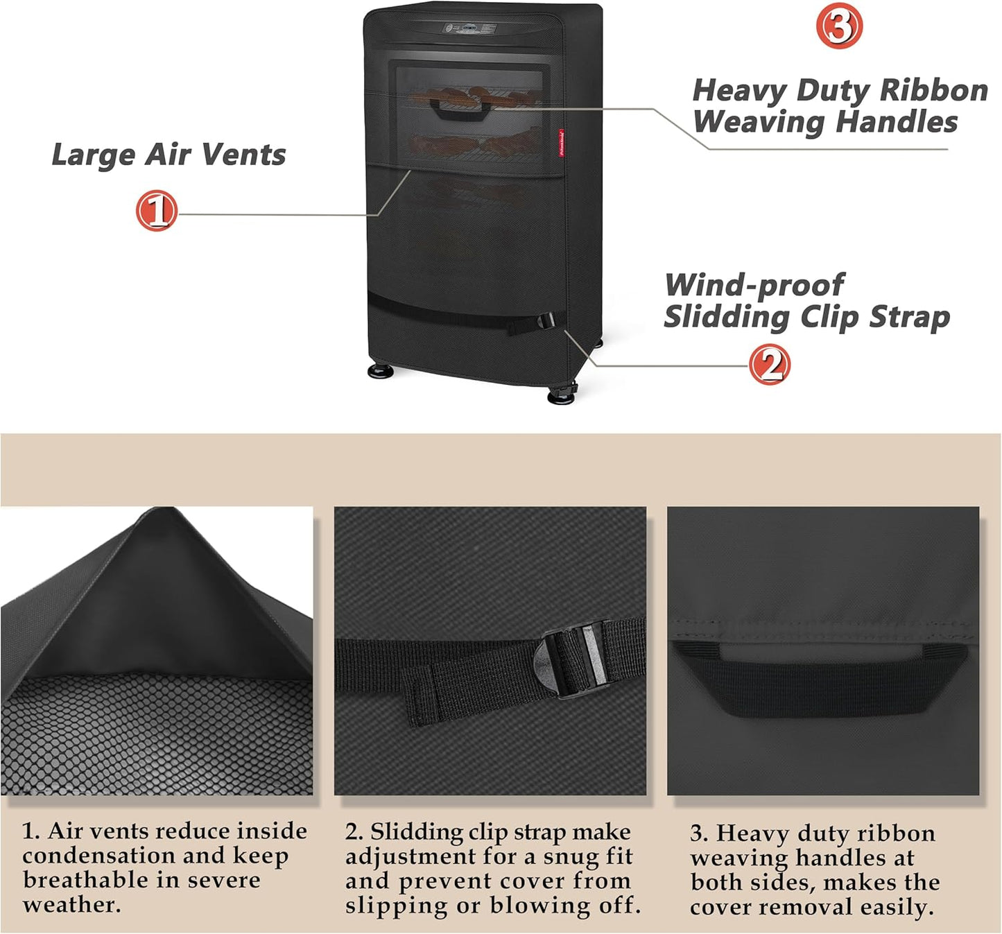 Porch Shield 30 Inch Electric Smoker Cover - Waterproof Heavy Duty Protection | Fits Masterbuilt Smoker, Black