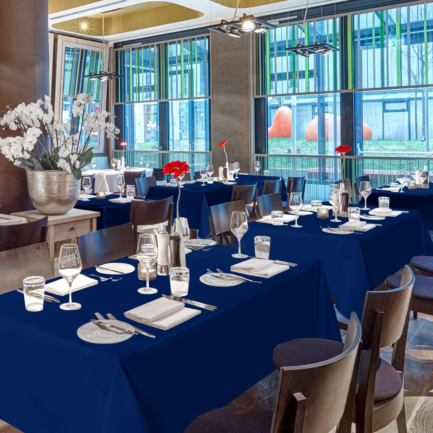 sancua Navy Blue Tablecloths for 6 Foot Rectangle Tables, 8 Pack - Washable Polyester Fabric Table Cloth for Wedding Party, Birthday, Banquet Reception, 54x108 Inch