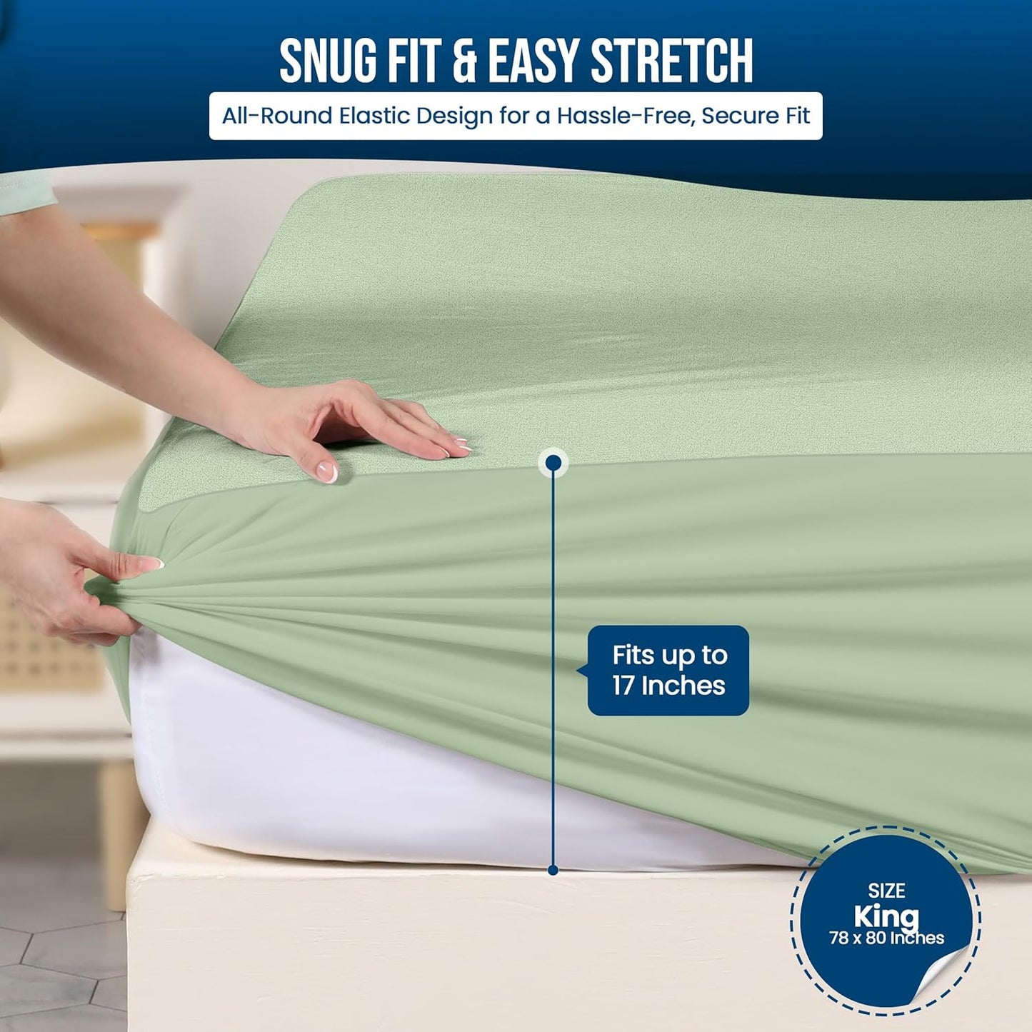 Utopia Bedding Waterproof Mattress Protector - King Size 200 GSM Terry Cover | Soft & Breathable Design