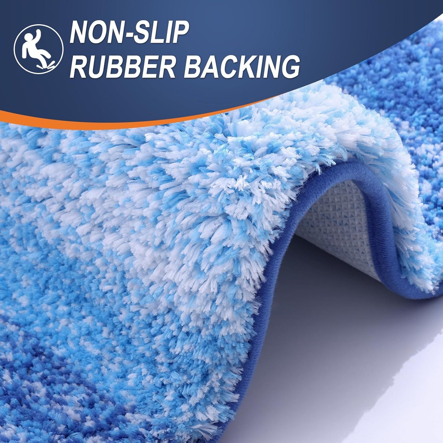 OLANLY Bathroom Runner Rug - Extra Soft Microfiber Mat 70x24 | Quick Dry & Rubber Backing in Light Royal Blue