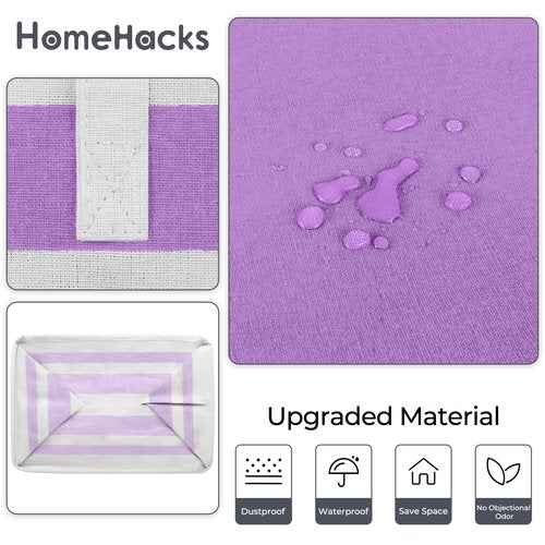 HomeHacks 2 Pack Large Laundry Baskets, Waterproof, Freestanding Laundry Hampers, Collapsible Clothes Hamper with Reinforced Handles in Laundry, College Dorm, Bathroom, Bedroom (Purple, 125Lx2)