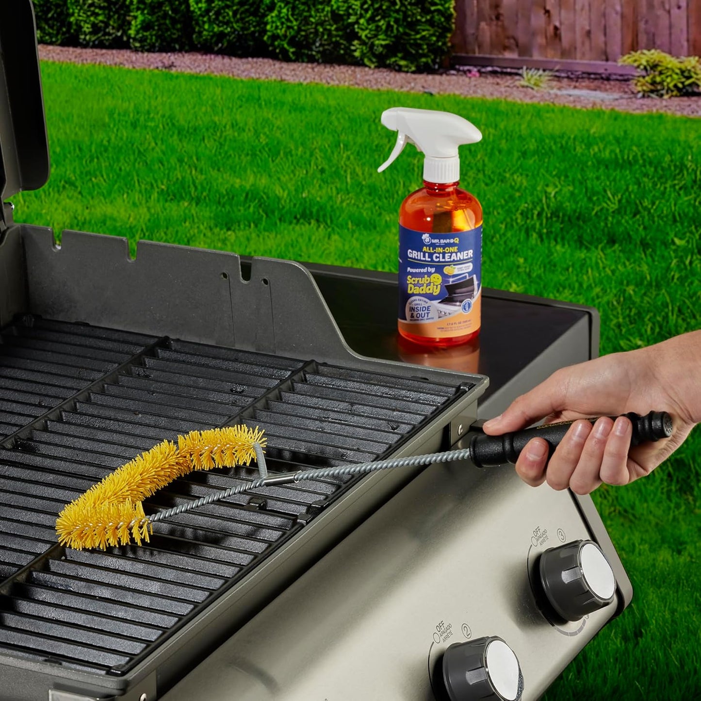 Mr. Bar-B-Q Grill Cleaner - All-In-One Solution Powered by Scrub Daddy for Effortless Cleaning