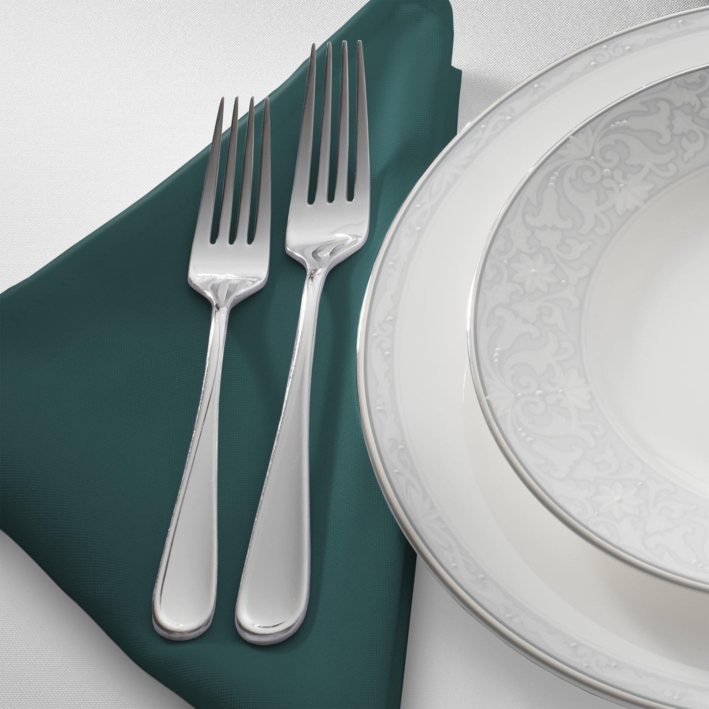 Lann's Linens Set of 12 Cloth Dinner Napkins, 20-inch Polyester Napkins, Washable and Reusable Fabric for Wedding, Hotel, Restaurant - Hunter Green