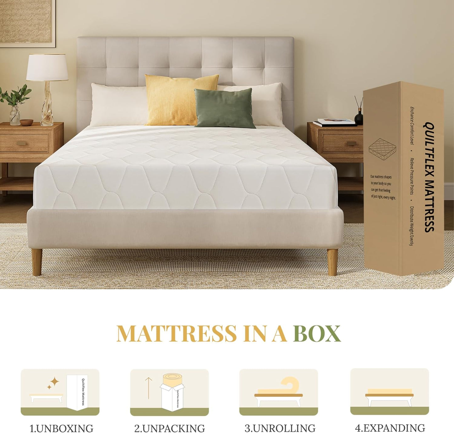 Skiennix 6 Inch Memory Foam Mattress - Medium Firm Support, Pressure Relief, Fiberglass Free, CertiPUR-US Certified