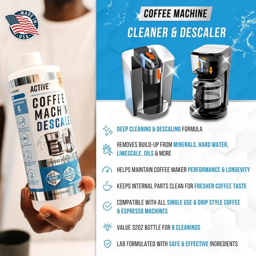 ACTIVE Coffee Machine Descaler - 32oz Limescale Remover for Keurig, Nespresso, Breville & More