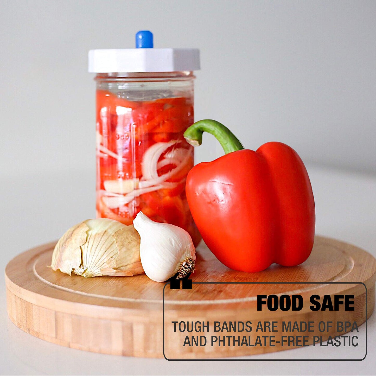 Masontops Tough Band - Wide Mouth Mason Jar Screw Bands - Quality Plastic Replacement Ring Seals & Jar Covers