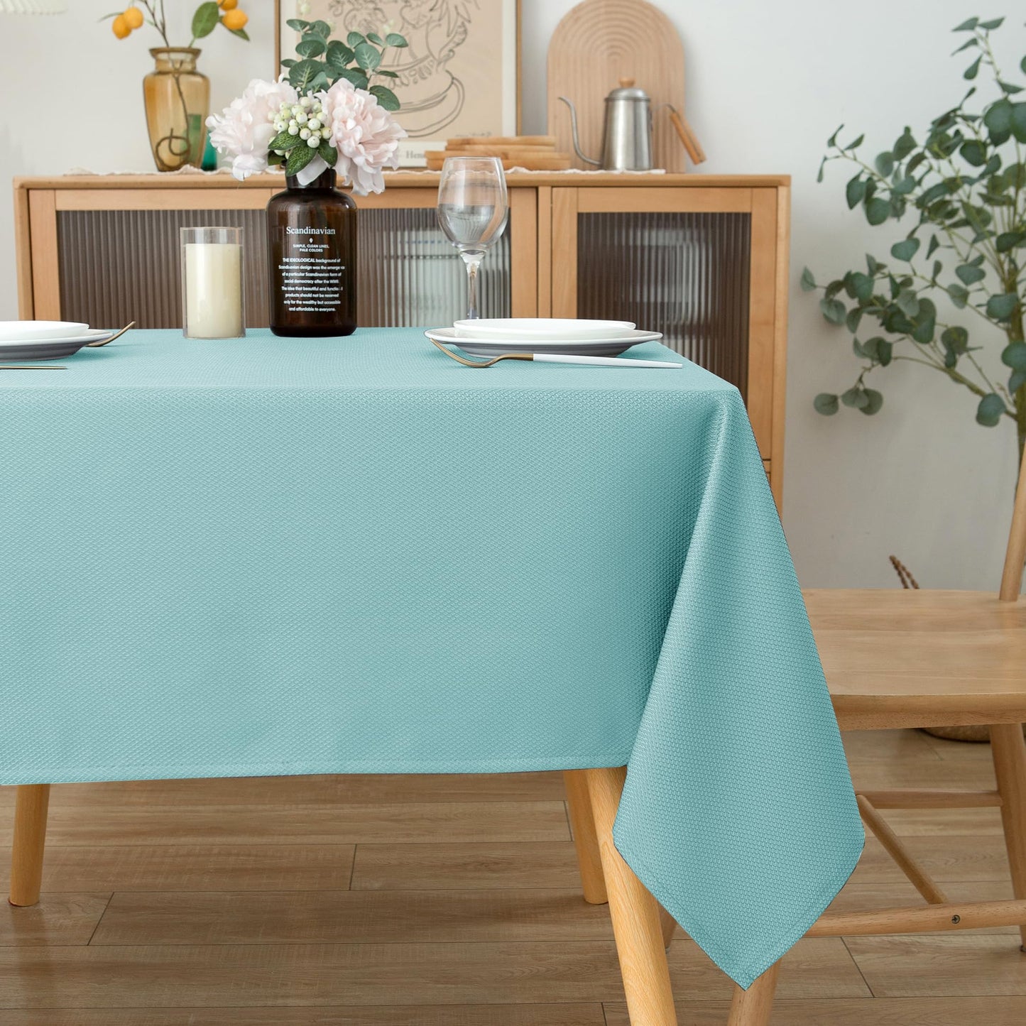 Biscaynebay Square Tablecloth 90x90 Inch-Sage Card Fabric Table Cover-Small Folding Table Cloths Linen Water Resistant Washable for Kitchen Dining Picnic Patio Outdoor Party Restaurant Tables