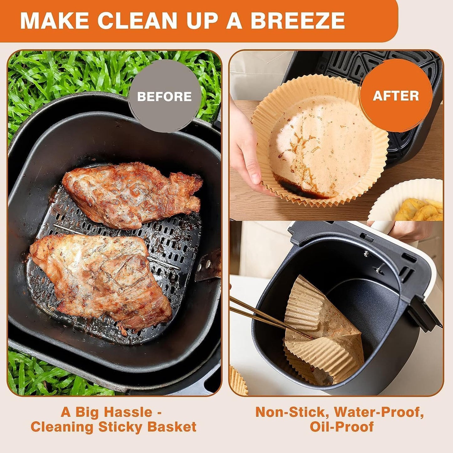Vailnd 9-Inch Round Air Fryer Liners | 125PCS Non-Stick Parchment Paper, Oil Resistant & Food Grade