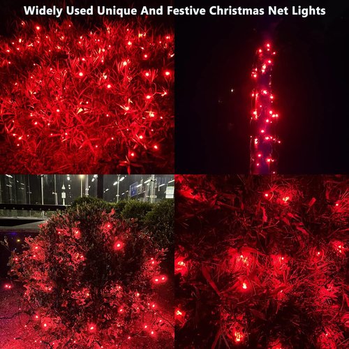 HISHINY LED Red Christmas Net Lights - 100 LED Connectable Outdoor & Indoor Decor | 5ft x 5ft Size