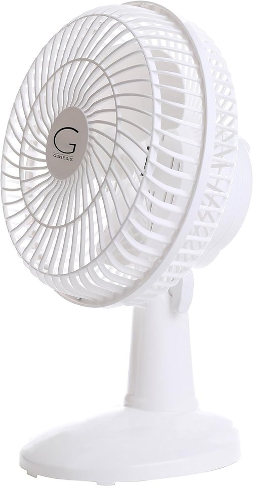 Genesis Clip Fan - 6-Inch Convertible Table-Top & Clip Design with Two Quiet Speeds - Off White