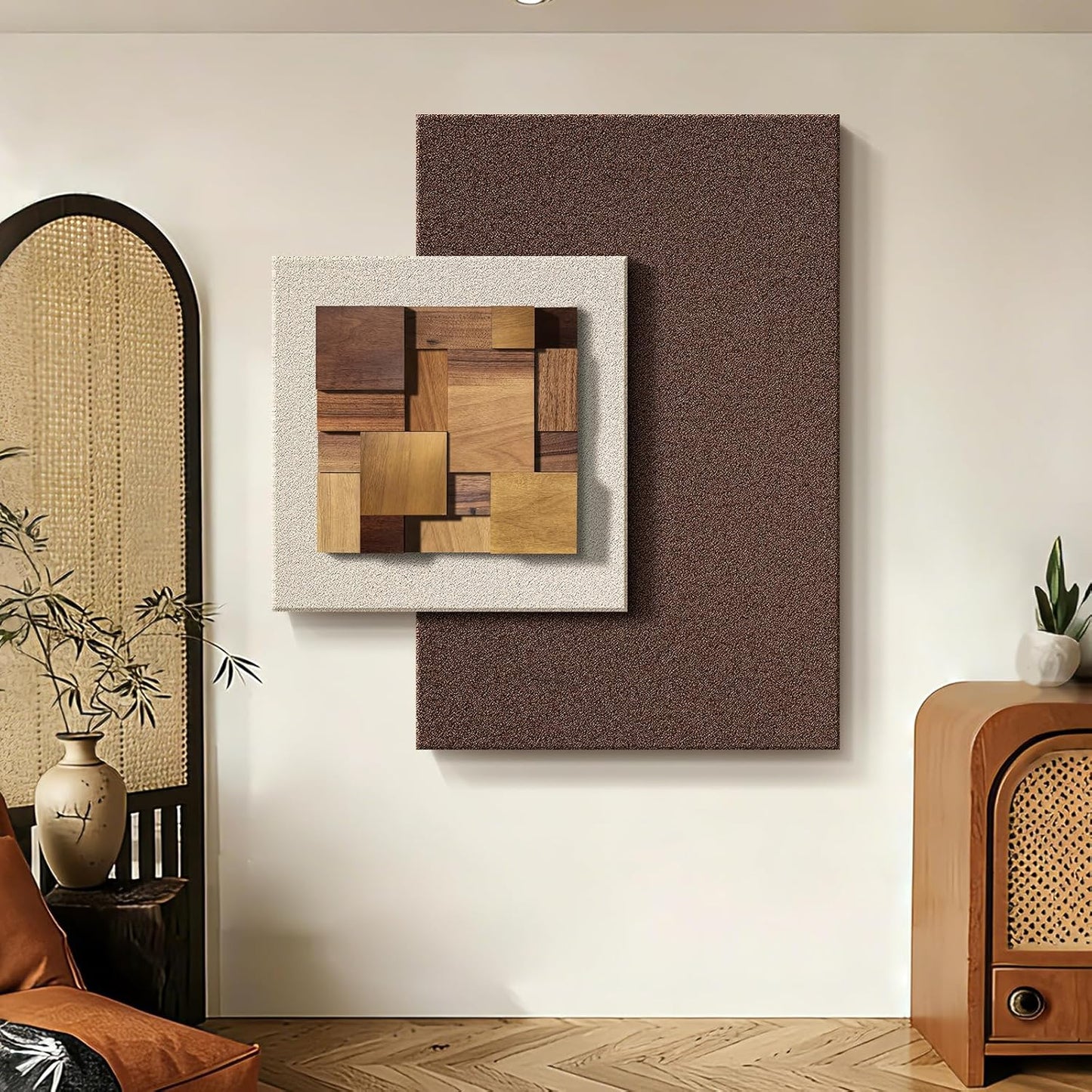 Azartslr 3D Abstract Textured Wall Art - Modern Brown Beige Sandstone Decor for Living Room & Bedroom