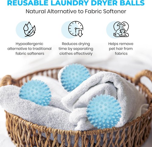 Handy Laundry Reusable Dryer Balls - Natural Fabric Softener Alternative, Reduces Drying Time & Wrinkles (Pack of 4)