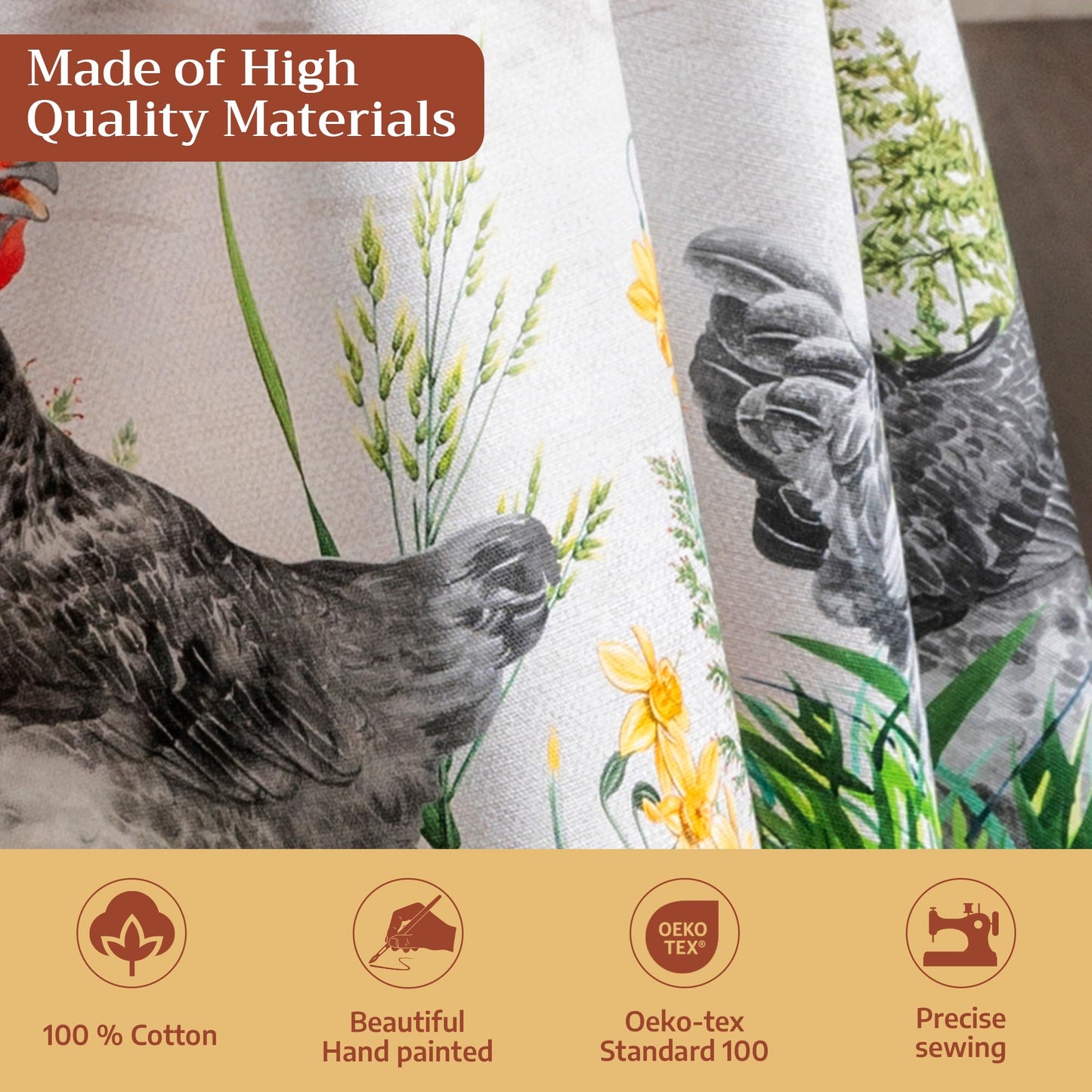 Maison d' Hermine Table Cloth Round Table 100% Cotton 69 Round Inches Tablecloth Reusable Decorative for Dining Kitchen Room Farmhouse Home Gifts for Mothers Day Spring Summer - Basse Cour