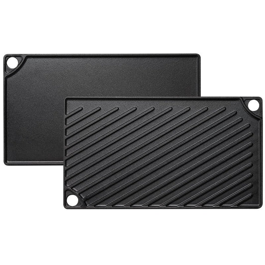 EWFEN Reversible Grill/Griddle, 16.7x9.5'' Pre-Seasoned Cast Iron Griddle Pan, Double Burner Cookware, Rectangular Non-Stick Stovetop Griddle with Handles, Flat Top Plate for Oven, Grill & Campfire