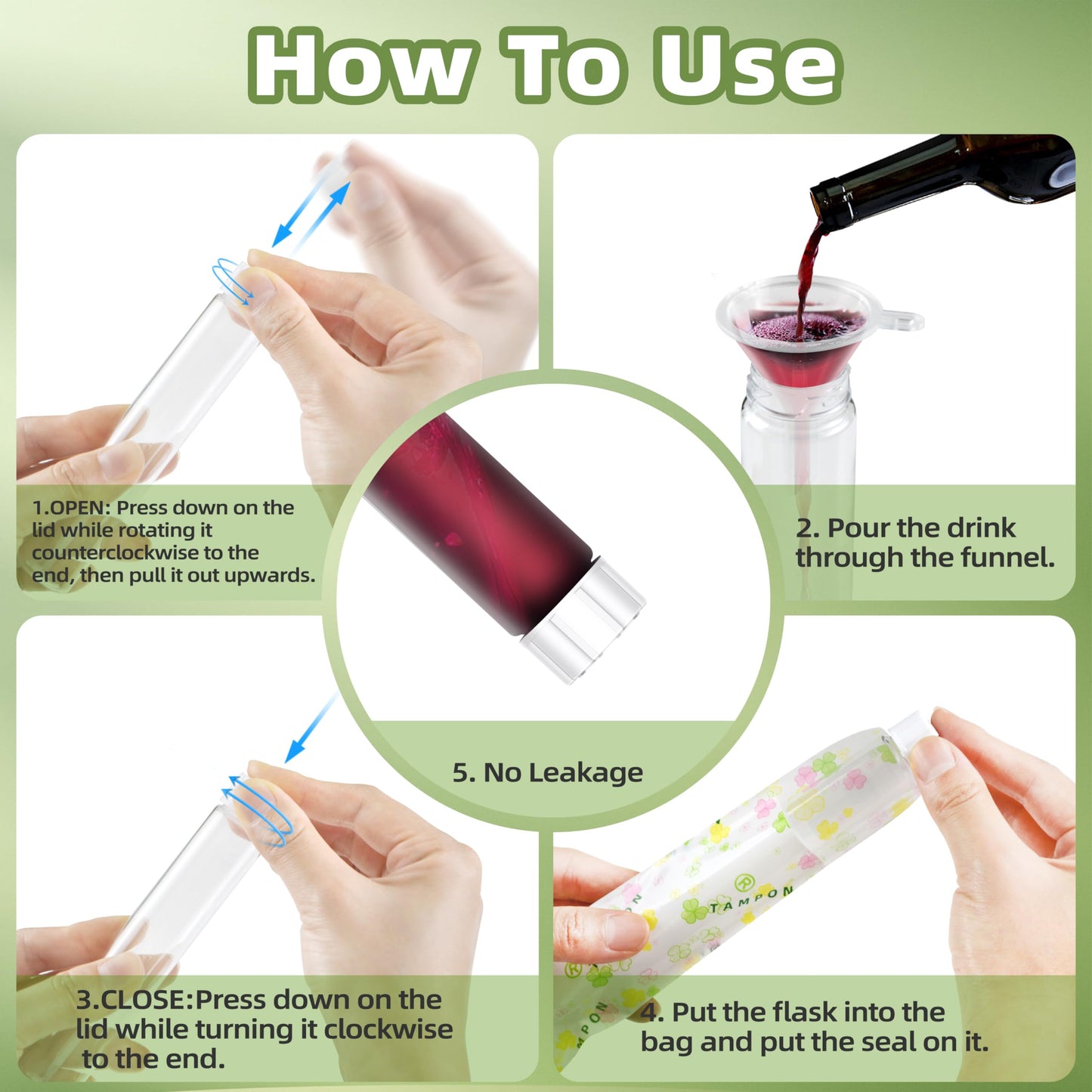 JUSONEY 14 Pack Tampon Flasks (21oz Total) Hidden Flasks for Liquor, Hidden Alcohol Container for Cruises,Nightclubs and Sports Events, Leakproof, Discreet & Easy Fill with Funnel